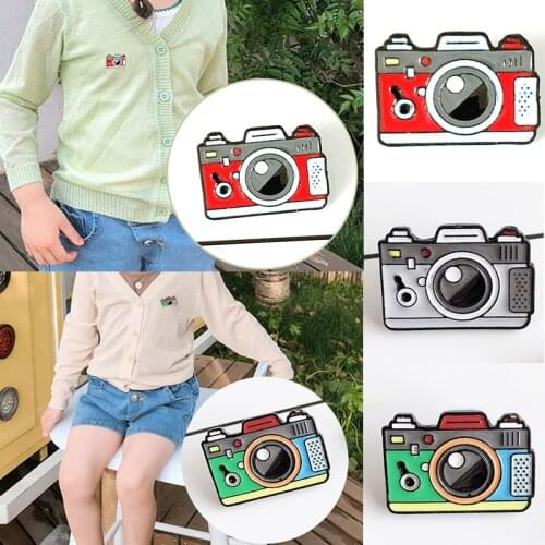 Cute Cartoon Camera Brooch Rainbow Enamel Pin Jewelry Accessories For Student Kid Coat Cap Backpack