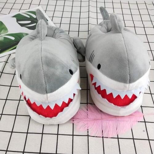 Cool Cartoon Mens Shark Slippers Design Boys Flurry Slides For Men Indoor Shoes Winter Man Slippers 2020