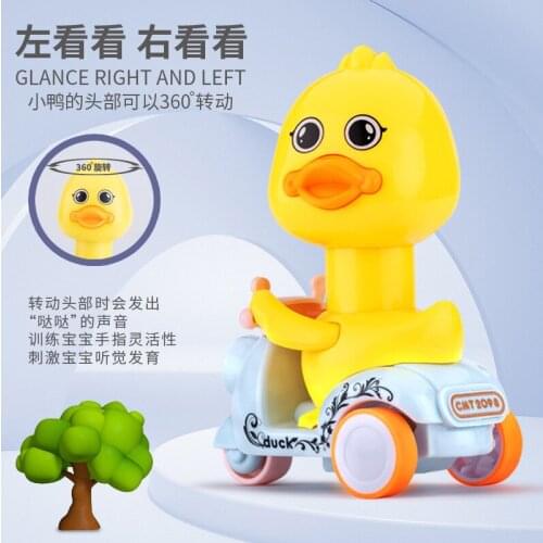 Cartoon Bicycle Clockwork Duck Toy Inertia Friction Car Press to Slide Pull Back Baby Toy Car Moveable Wind Up Toy for Kids Toys