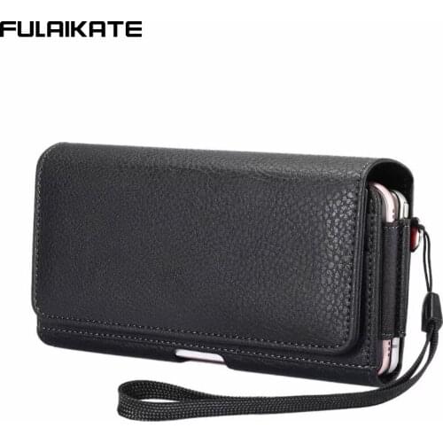 FULAIKATE Double Compartment Design Mens Phone Bag Waist Mobile Pouch Hanging on Belt Lanyard Card Pocket Universal Holster 6.9