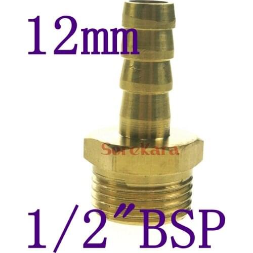 LOT 5 Hose Barb I/D 12mm x 1/2" BSP Male Thread Brass hose barb Connector fitting adapter