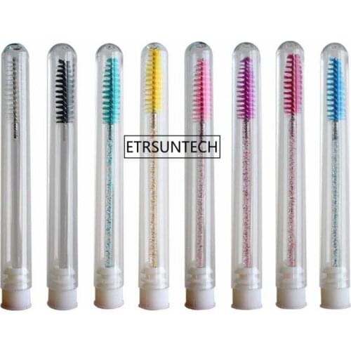 200pcs NEW Eyelash Extender Disposable Eyebrow Brush Separate Tube Design Charming Diamond Bottom Mascara Stick Applicator