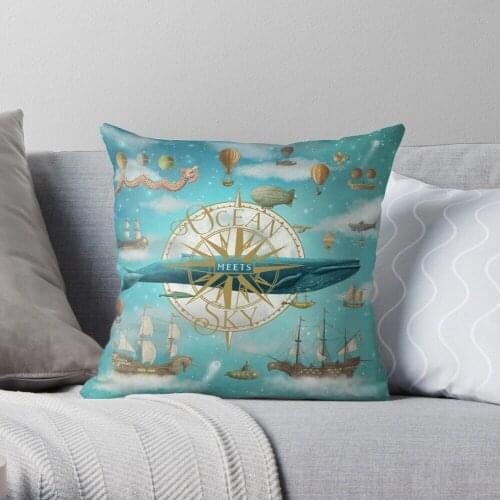 Ocean Meets Sky - Cover Throw Pillow Cushion Cover Polyester throw pillows case on sofa home living room car seat decor 45x45cm