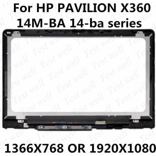 Original 14'' IPS LCD Touch Screen Digitizer Assembly+Frame B140XTN02.E N140HCE-EBA for HP PAVILION X360 14M-BA 14-ba series