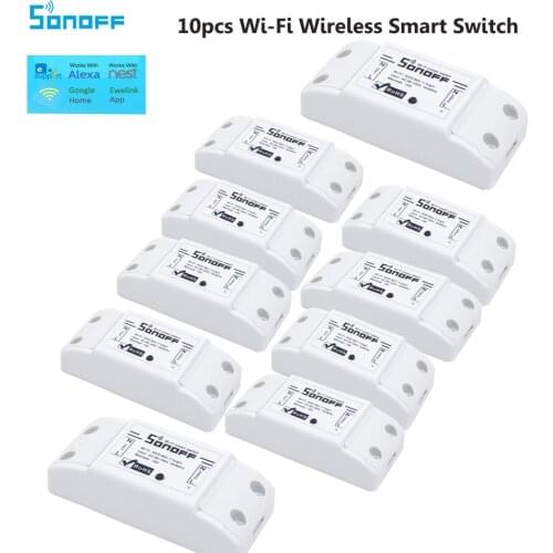 10pcs New Sonoff 1CH Wifi Switch Relay Module AC 90V-250V 220V Wireless Light Timer Switch For Smart Home Automation