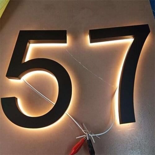 Custom 5 Inch House Numbers LED, Modern Address Signs for Homes | by yoruspark ( Arial Stainless steel)
