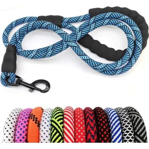 Heavy Duty Rope Dog Leash Nylon Pet Training Leash, Soft Padded Handle Thick Lead Leash for Large Medium Dogs