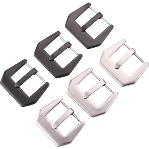 Wholesale 10pcs/set Solid Stainless Steel Watch Buckle Men 20 22 24mm Brushed Black Silver Watchbands Strap Clasp For Panerai