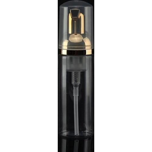 300pcs/lot Empty 50ml 60ml cosmetic facial Cleanser wash cream Plastic pet Clear liquid soap Foam bottle with gold foamer pump