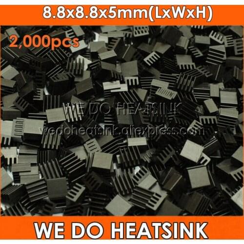 WE DO HEATSINK 2,000pcs Black Anodized 8.8x8.8x5mm Ram Heatsink Chipset Aluminum Heat Sink