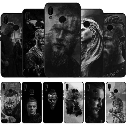 Ragnar lothbrok vikings black soft Phone Case for huawei P40 P30 P20 P10 Pro lite P9 Lite nova 4E 6SE Psmart 2019 Y6 9 Prime