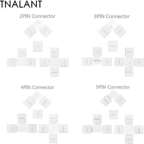 Led Connector Free Soldering Led Connector For WS2812B WS2813 10mm RGB Led Strip Light,L/T/X Shape2/3/4/5PIN Corner Connector