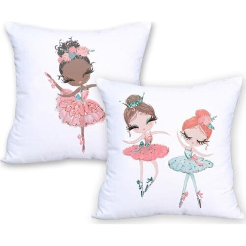 Cartoon Ballet Girl Cushion Covers Love Dancing Lovely Priincess Decorative Pillow Case Sofa Chair Decor Pillowcase 45X45cm