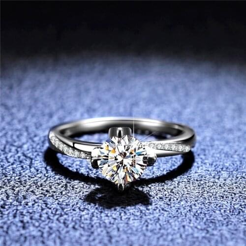 Silver Diamond Test Passed Excellent Cut 1 Carat D Color High Clarity White Moissanite Princess Party Ring Silver 925 Jewelry