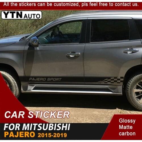 For Mitsubishi Pajero 2015 2016 2017 2018 2019 Side Door Car Decals Grid Racing Stripe Graphic Vinyl Car Stickers Accessories
