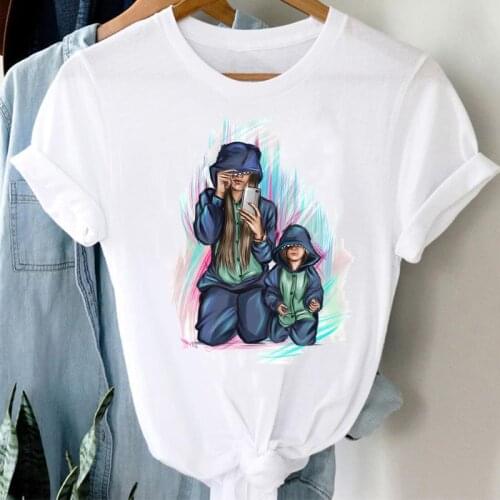 Female Casual T-shirts Women Striped Boys Cute Mom Crown Mother Mama Ladies Fashion Clothes Graphic Tshirt Lady Print T-Shirt