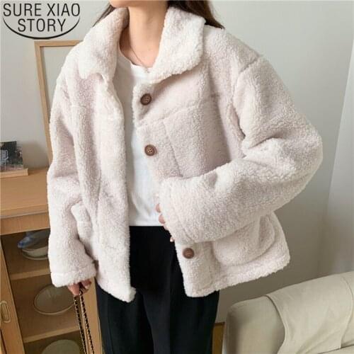 Lamb Velvet Jacket Women Coats Korean Fashion Coats Women Tops Casual Winter Clothes Plus Size Loose Thick Jackets Female 12308