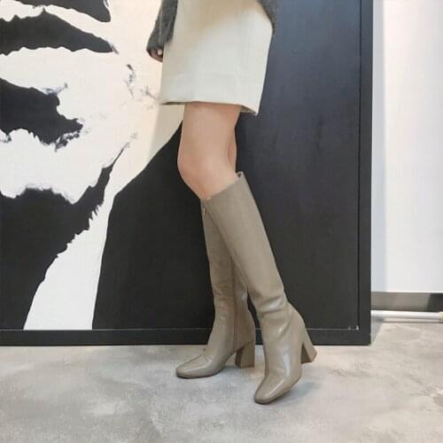 Slip-On women Boots Short Boots High heels shoes Autumn fashion Comfortable Side zipper Ladies long boots