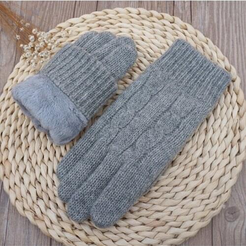 Winter Gloves Fashion Women Knitted Wool Warm Mittens Plus velvet thickening Warm touch Comfortable Driving Gloves Free shipping