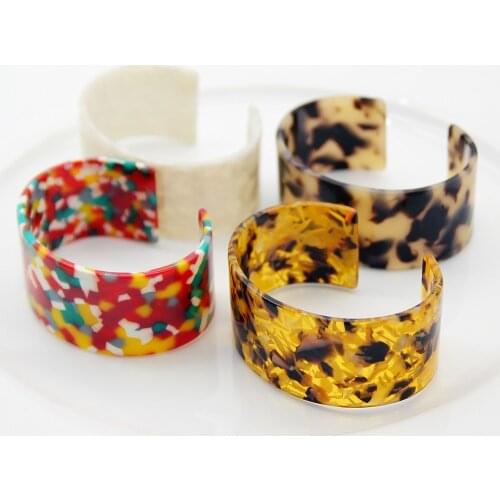 2019 New Fashion ZA Acrylic Bracelet Bangles For Women Elegant Bohemian Leopard Resin Open Cuff Bracelets Punk Jewelry Gifts