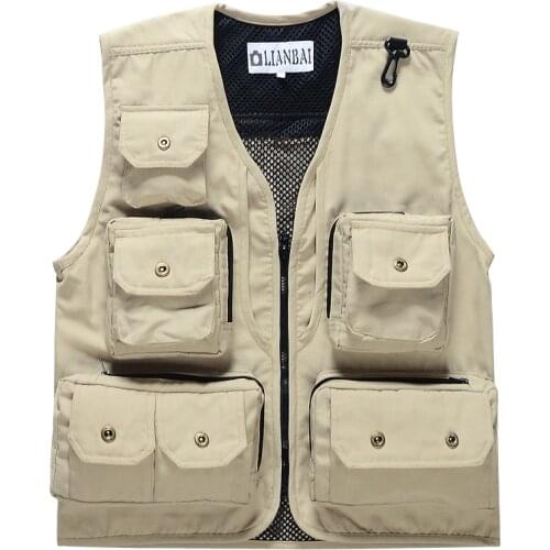 Fonoun Fishing Vest Multiple Pockets Breathable Grid Mesh Comfortable Wear-Resisting FF332