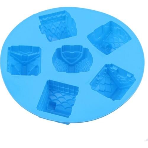 1 Pc Small House Cake Mold Silicone Christmas 6 House Cake Mold DIY Fondant Houses Baking Mould Dropshipping