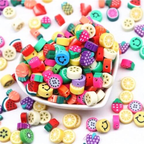10g 8-12mm Fruit Shape Polymer Clay Spacer Beads Mixed Color Polymer Clay Beads for Jewelry Making DIY Handmade Accessories