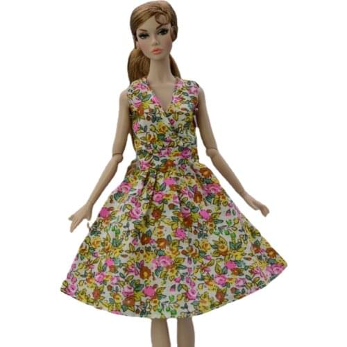 11.5" Classic Floral V-neck Doll Dress For Barbie Dolls Clothes Fashion Countryside Outfit Gown 1/6 BJD Accessories Kids DIY Toy