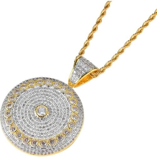 2021 Men CZ Stone Bling Iced Out Cute SunFlower Pendants Necklaces for Women Men Rapper Jewelry Gift