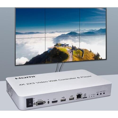 2x3 HDMI HDTV Screen Splicing Processor 4K 2x2 1x2 TV Video Wall Controller USB Player Support KVM USB Mouse Keyboard Ethernet