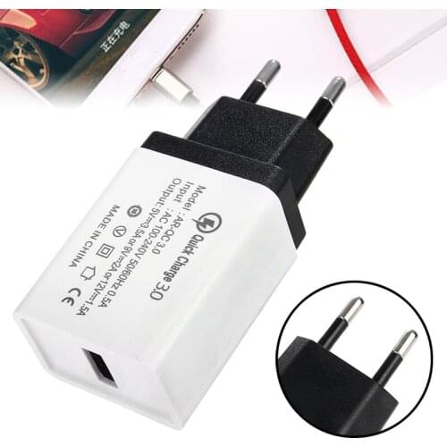 3.0 18W Smart IC Mobile Phone 4 Times Faster Charger USB EU Plug Wall Quick Charger Adapter Overcurrent Protection