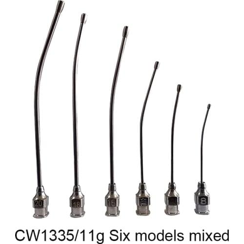 6 Pcs Stainless steel gastric applicator Syringe nozzle rats mice/parrots/birds/poultry/pets Elbow needle Six Models Mixed