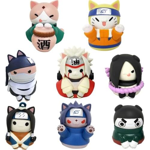 8PCS Anime Naruto Figures Suit NARUTO Cat Figure Action Toys Mini Kawaii Doll Modle Cartoon Kids Gift Toys Model Dropshipping