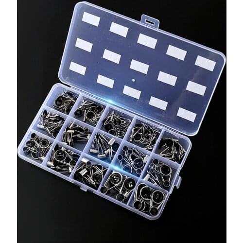 80/75/50/30pcs/box All Kinds Top Fishing Rod Rings Multi-size Ceramic Stainless Steel Rods Guide Ring Set Eye Repair Accessories