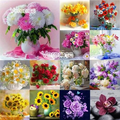 5D Diy Diamond Painting Daisy Flowers Peony Cross Stitch Kit Full Drill Square Round Diamond Embroidery Mosaic Home Decor