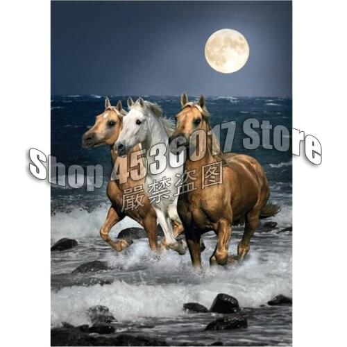 DIY Diamond Embroidery Running Horses Cross Stitch Mosaic Diamond Painting moon Ocean Art Full Square Rhinestone Home Decor Gift