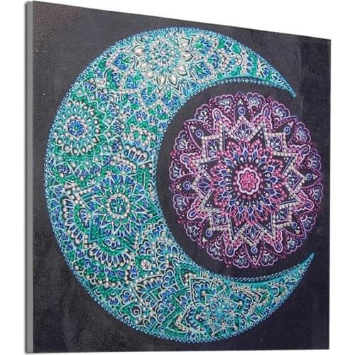 Special Shaped Diamond Painting Moon Mandala 5D DIY Diamond Embroidery Art Kits Home Decor Rhinestone Cross Stitch Decoration