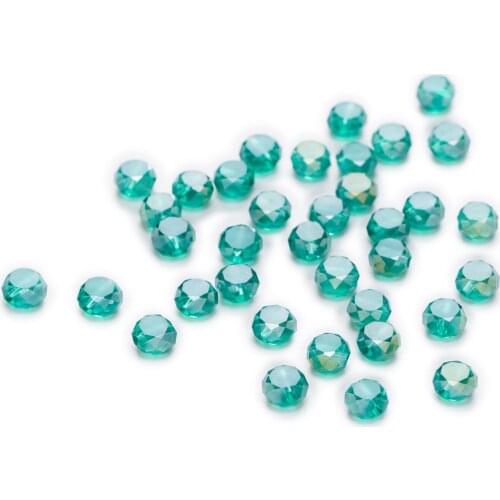 50 Piece Peacock Green AB Color Bread Cut Faceted Crystal Glass Spacer Beads Jewelry Findings 4-8mm