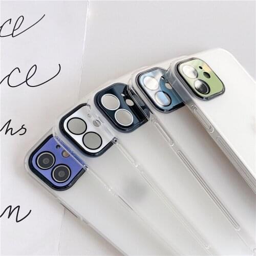 Color Lens Phone Case Shockproof Case For iPhone 12 Pro Max 11 XS Max XR X 7 8 Plus SE 2020 Transparent Camera Protection Cover