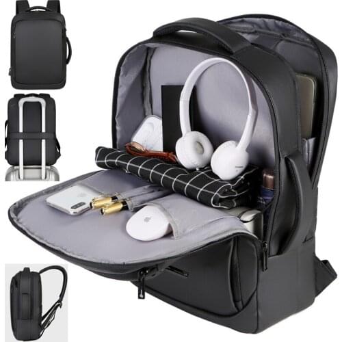 Travel Black 15.6 Inch Backpack Men Streetwear Business Slim College Bookbag USB Backpacks Male Bag Waterproof Rucksacks Mochila