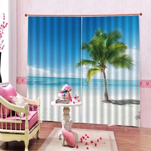 Blue curtains beach curtains High quality custom 3d curtain fabric personality curtains