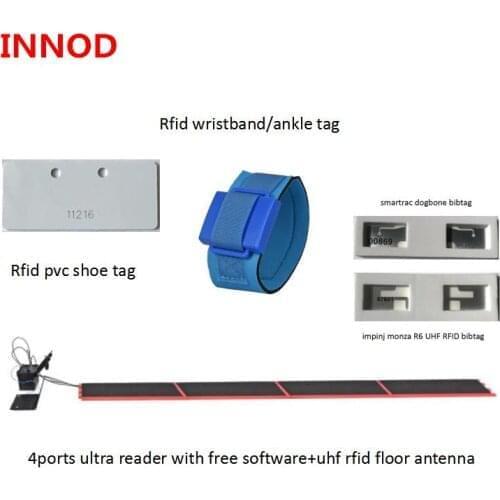Impinj 4 ports rfid reader ethernet/TCP/IP uhf with disposable rfid tag dogbone for running race timing system