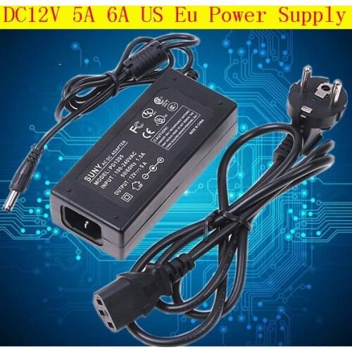 72W Power Supply DC12V 6A Transformer Input AC110V-240V 50/60hz Power Adaptador 60W EU Adapter Charger 12A 5A For DC12V led ligh