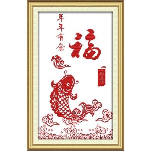 Surplus Year after Year-fish 2 cross stitch kit aida 14ct 11ct count printed canvas stitches embroidery DIY handmade needlework