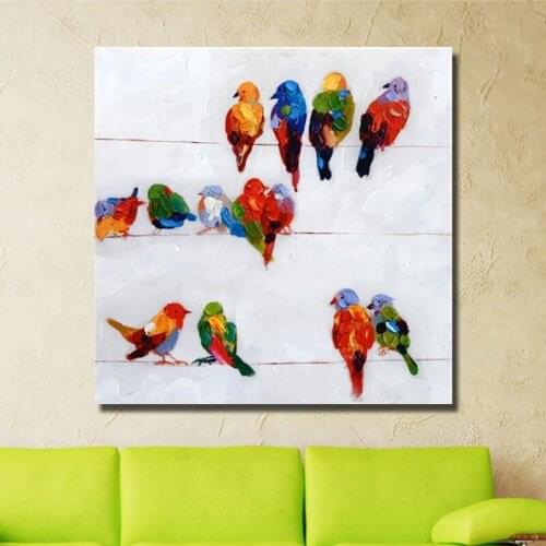 Handmade the parrots oil Painting the lovely bird oil Paintings on Canvas Animal Oil Painting Home Decor Hang Picture wall art