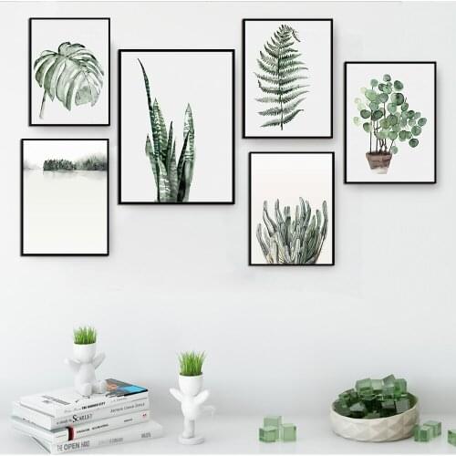 Cuadros Green Leafs Plant Posters Nordic Canvas Decorative Prints Painting Landscape On Wall Art Print Pictures For Living Room