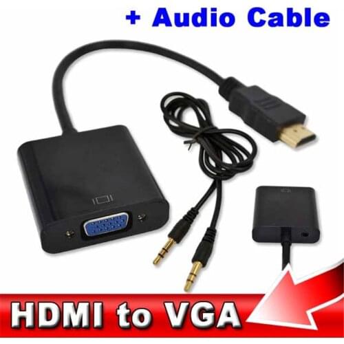 Kebidu HDMI-compatible to VGA Adapter Hot Sale Adaptor Convert + Audio Cable Built-in Chipset for HDMI-compatible TV 1080P video