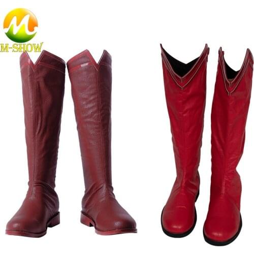 Superhero Cosplay Red Boots Role Playing Clark Kent Shoes Luxious Faux Leather Boots for Adult Men Any Size