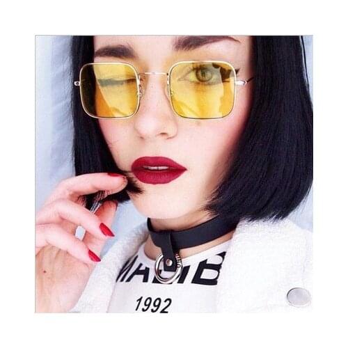 Square Colored Lens Metal Sunglasses Mens and Womens Sunglasses Summer Trend Eyewear 2018 Master Design Brand