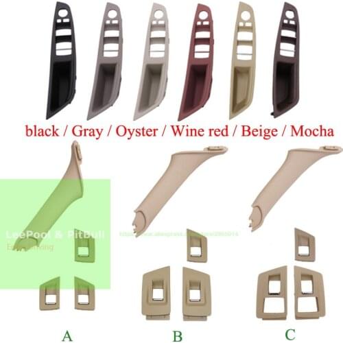 7Pcs/ Set Left Hand Drive LHD For BMW 5 series F10 F11 Gray Beige Black Car Interior Inner Door Handle Panel Pull Trim Cover